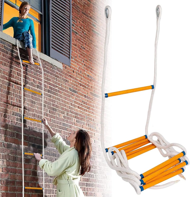 Piwerod Fire Escape Ladder 2 Story, 16 FT Rope Ladder Fire Escape 2 Story, Portable Rescue Fire Escape Ladders for 2-3 Story Home Window Balcony Railing Treehouse, Weight Capacity up to 2000 Pounds - Image 1